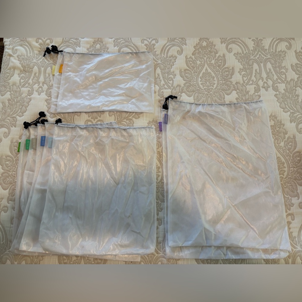 Set of 9 White Mesh Reusable Produce Bags